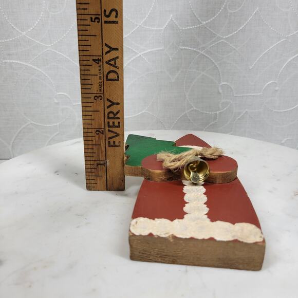 Vintage Wood Santa Claus 6" Red Green Handmade Hand Painted 3-D Christmas Tree - Picture 7 of 15